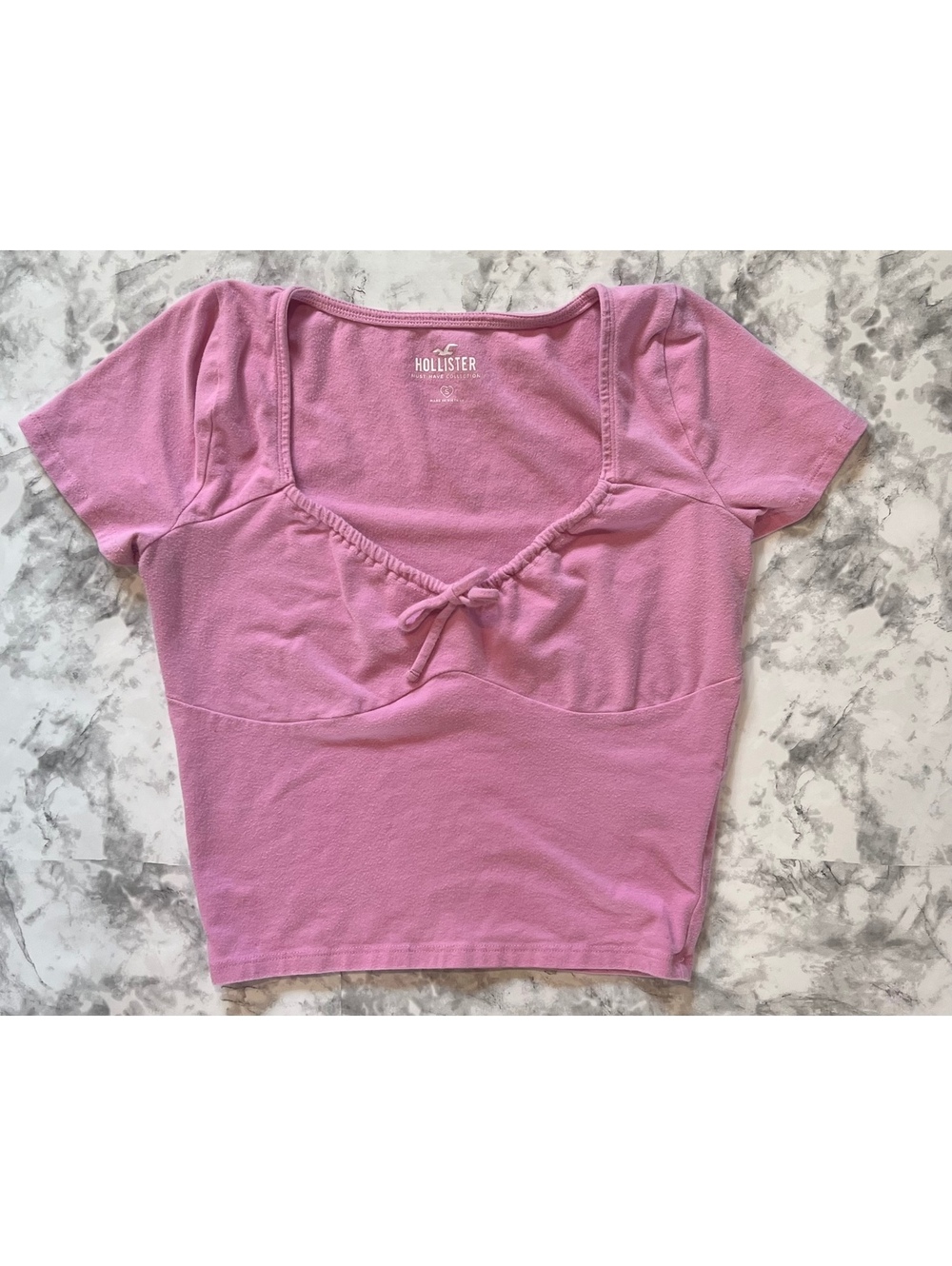Hollister Must-Have Collection Pink Short Sleeve Crop Top, Size Small